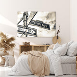 Paul Sinus Wandbild 120x80cm Straßenschild Tenth Ave Fotokunst USA Grau