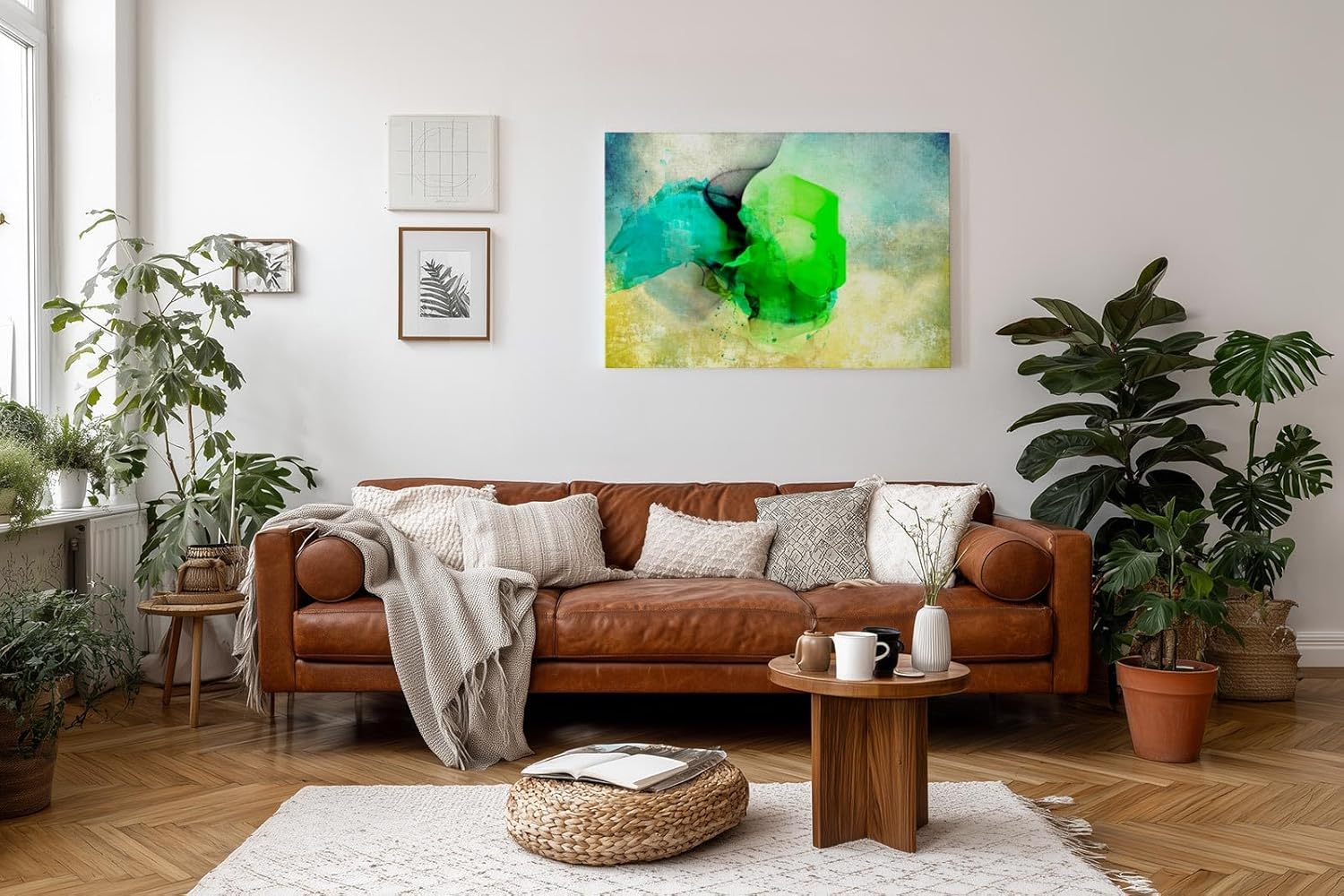 Sinus Art Wandbild 120x80cm Leuchtendes Grün und Türkis schaffen ein Gefühl von Naturverbundenheit und Frische