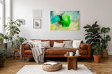 Sinus Art Wandbild 120x80cm Leuchtendes Grün und Türkis schaffen ein Gefühl von Naturverbundenheit und Frische