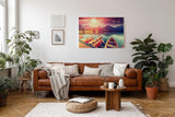 Sinus Art Wandbild 120x80cm Spektakuläre Lichtstimmung mit glühendem Himmel und ruhiger Seeoberfläche schafft eine lebendige Naturkulisse