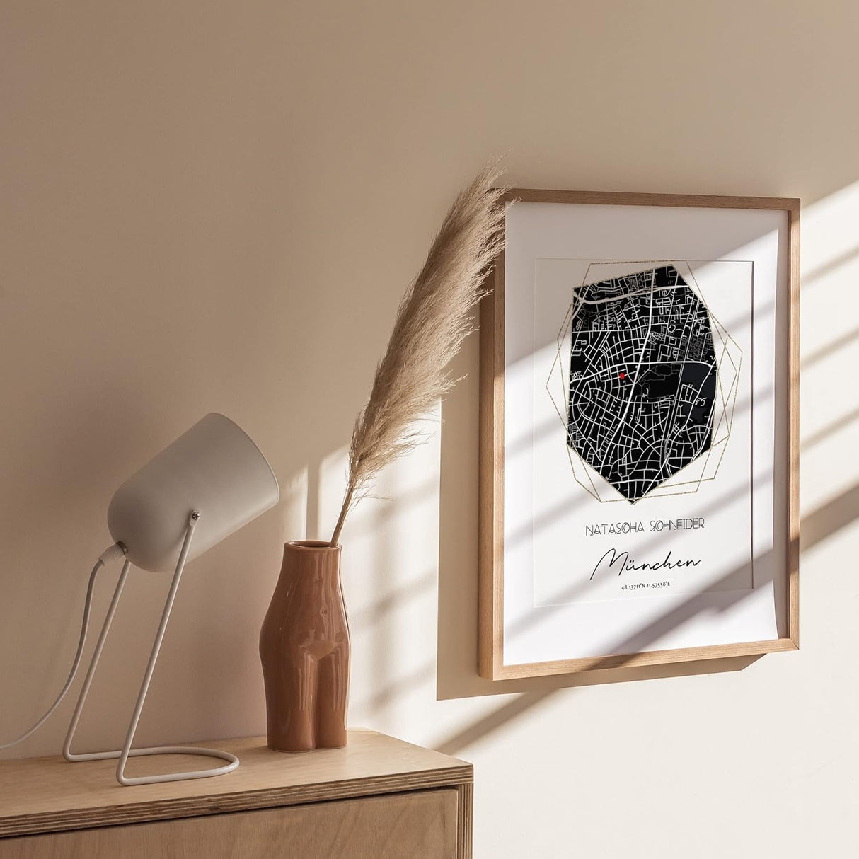 Paul Sinus Bilderrahmen einzigartig mit deinen GPS Koordinaten und Namen. 30cm x 42cm Holz Wechselrahmen mit Glas. personalisiertes Geschenk. (ohne Rahmen)