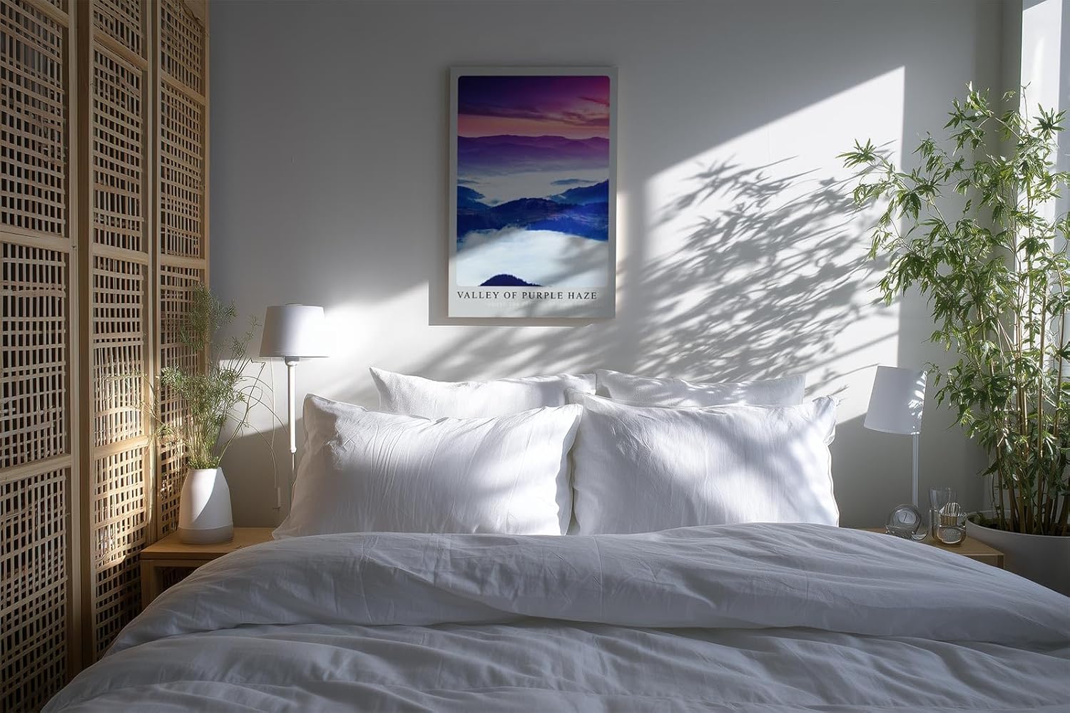 Paul Sinus Kunstdruck 40x60cm Valley of Purple Haze nebelverhüllte Berge in violettem Licht mit mystischer Stimmung und Tiefe