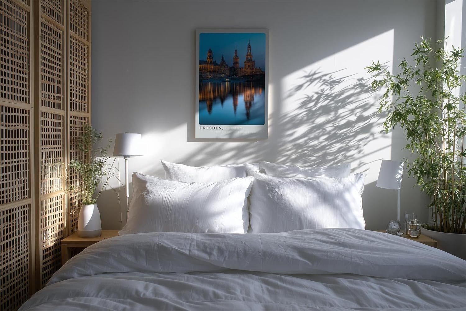 Paul Sinus Kunstdruck 40x60cm Dresden Germany – Barocke Altstadt mit Spiegelung in der Elbe bei abendlichem Licht