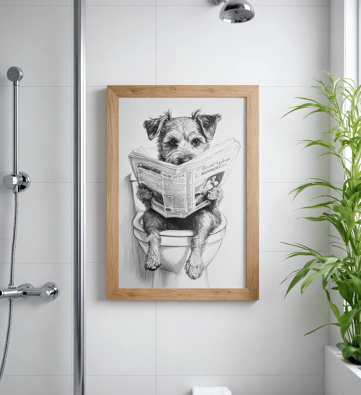 Paul Sinus Poster/Leinwandbild/Rahmenoption Lustiges Hundebild – Witzige Klo-Deko fürs Gäste-WC – Perfekt für Hundeliebhaber