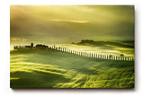 Sinus Art Wandbild 120x80cm Tief liegendes Licht über grünen Hügeln mit typischer Zypressenallee und Bauernhof
