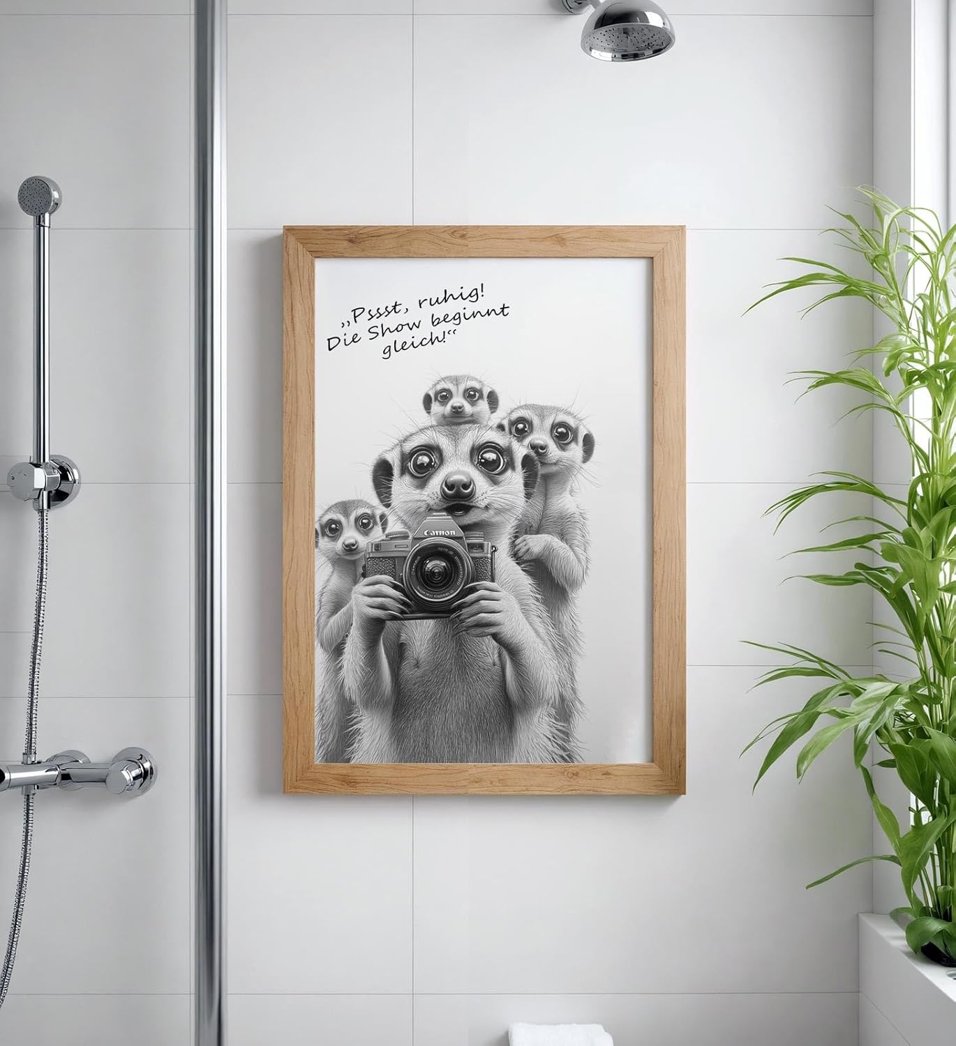 Paul Sinus Poster/Leinwandbild/Rahmenoption Lustiges Erdmännchenbild – Witzige Klo-Deko fürs Gäste-WC – Perfekt für Spaßvögel