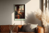 Paul Sinus Wandbild in 40x60cm A Journey to Love – Frau im Zug mit Blick auf den Eiffelturm, warmes Abendlicht, romantisches Paris-Motiv im Vintage-Stil