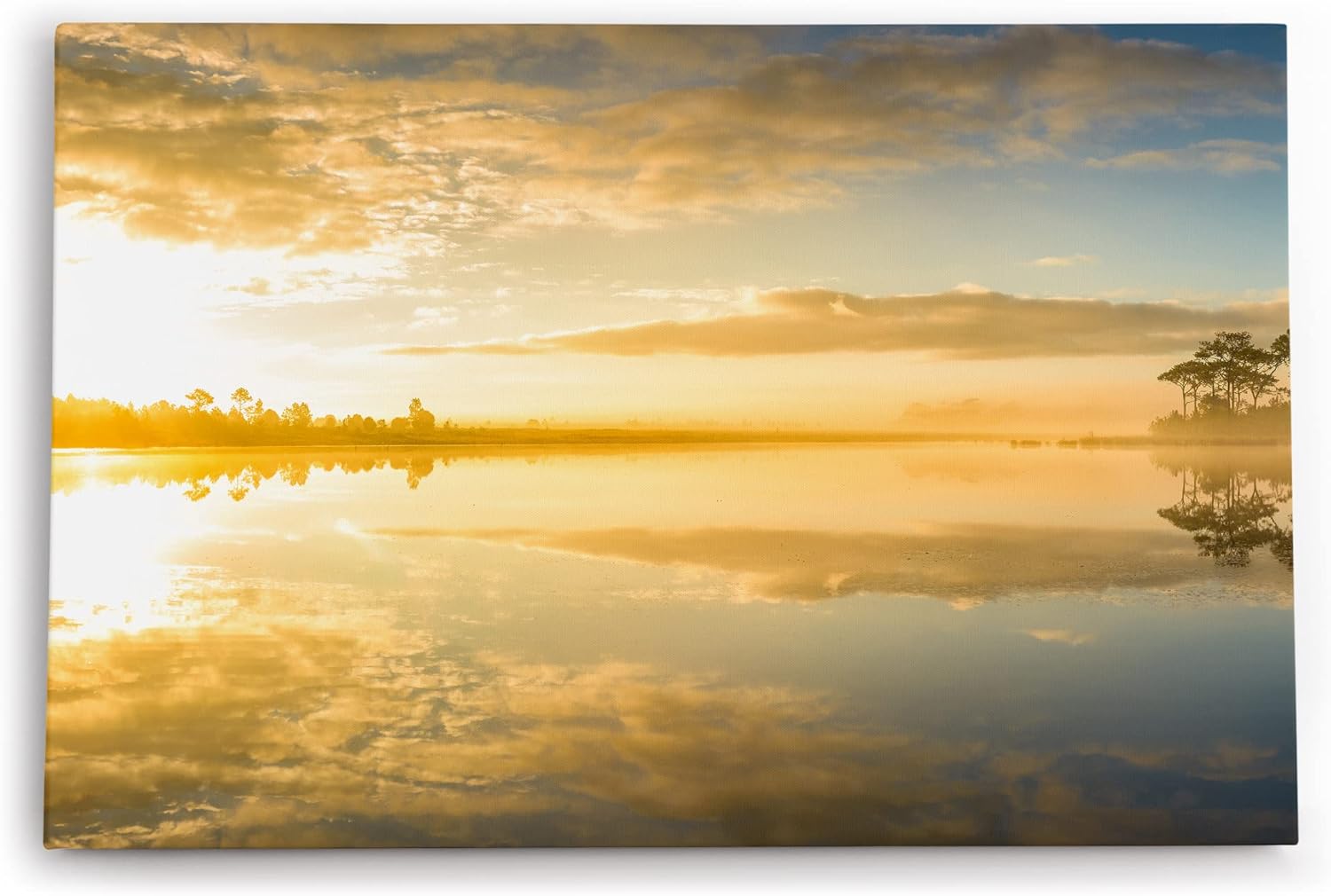 Paul Sinus Wandbild 120x80cm See Sonnenaufgang Natur Nebel Horizont Himmel