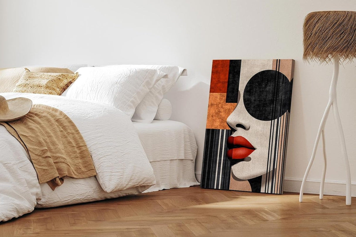 Paul Sinus 60x90cm Wandbild Urban Glamour – Abstraktes Frauenporträt in kraftvoller Form auf Leinwand Holzrahmen