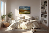 Sinus Art Wandbild 120x80cm Faszinierende Spiegelung von Schilf und Bergen in stillem Wasser – harmonisch und beruhigend