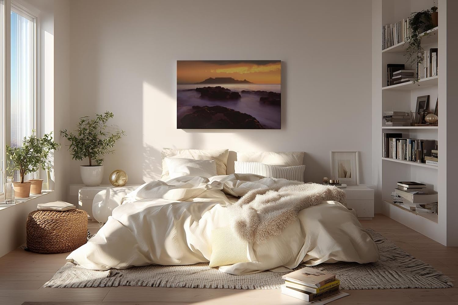 Sinus Art Wandbild 120x80cm Faszinierende Silhouette des Tafelbergs in goldener Abendstimmung
