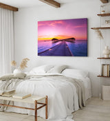 Paul Sinus Wandbild 120x80cm Malediven Meer Holzsteg Sonnenuntergang Bungalows