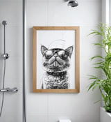 Paul Sinus Poster/Leinwandbild/Rahmenoption – Coole Katze mit Klopapierhut – Lustige WC-Deko für dein Badezimmer