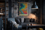 Paul Sinus Wandbild in 40x60cm The Color Storm – Abstrakte Farbwelle in kräftigen Blau-, Orange-, Pinkund Grüntönen