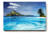 Sinus Art Wandbild 120x80cm Faszinierendes Tropenmotiv mit türkisfarbenem Wasser und exotischer Vegetation