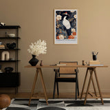 Paul Sinus Leinwandbild 80x120cm Leinwandbild Blütensymphonie – Eleganter Kranich umgeben von floralen Elementen, asiatische Kunst, luxuriöse Ästhetik