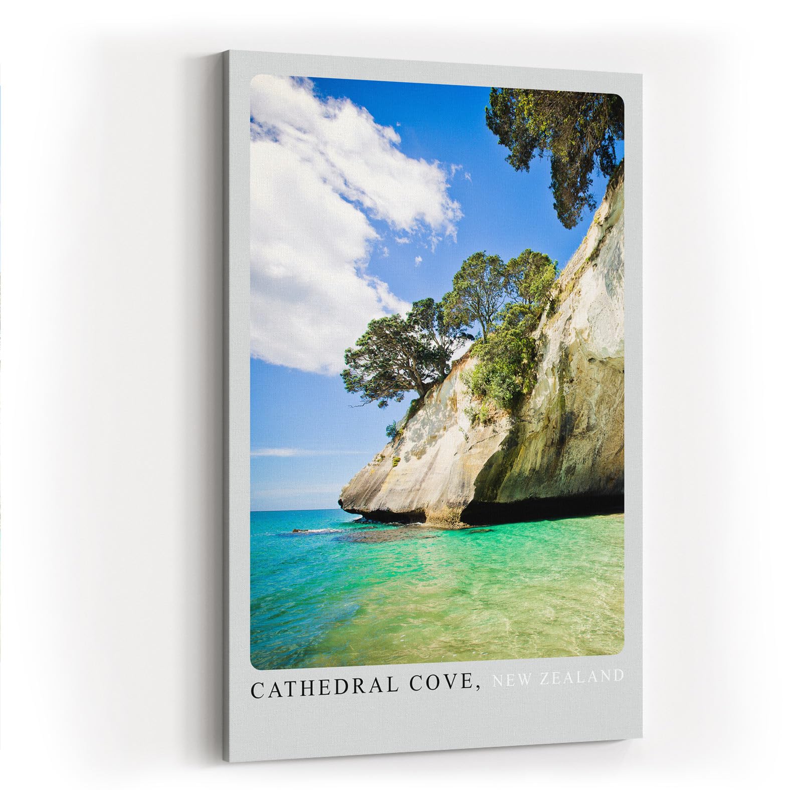 Paul Sinus Kunstdruck 40x60cm Cathedral Cove New Zealand türkisfarbenes Wasser trifft auf weiße Klippen und Naturidylle