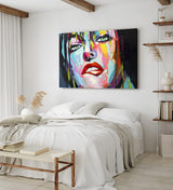 Wandbild 120x80cm Porträt einer jungen Frau Feminin Farbenfroh Abstrakt