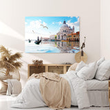 Paul Sinus Wandbild 120x80cm Venedig Gondel Italien Möwen Kanal Kapelle