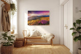 Sinus Art Wandbild 120x80cm Stimmungsvolles Landschaftsmotiv mit leuchtendem Himmel und blühender Wiese