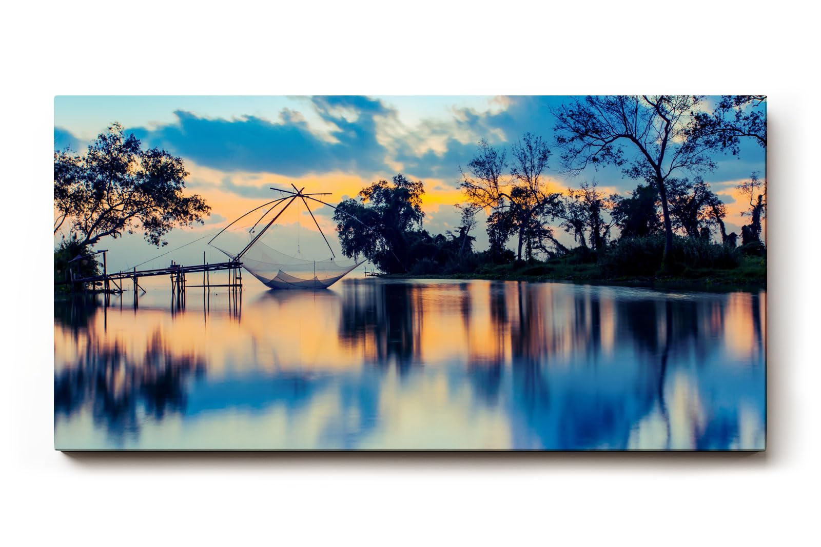 Sinus Art Wandbild 120x80cm Faszinierende Komposition aus Licht, Wasser und Natur im Morgen- oder Abendlicht