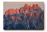 Sinus Art Wandbild 120x80cm Spektakuläre Felsformationen der Dolomiten im rötlichen Licht der untergehenden Sonne
