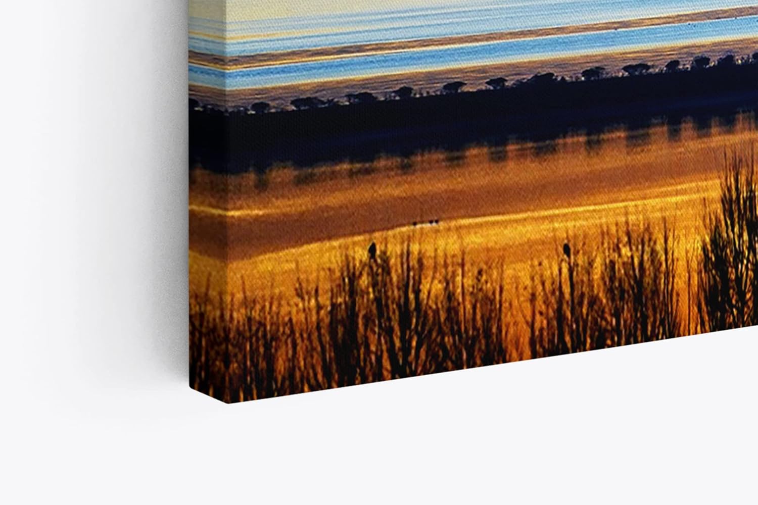 Paul Sinus Wandbild 120x80cm Landschaftsbild See roter Himmel Abendröte Vögel Natur