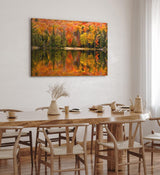 Paul Sinus Wandbild 120x80cm See Herbst Bäume Rot Wasserspieglung Natur