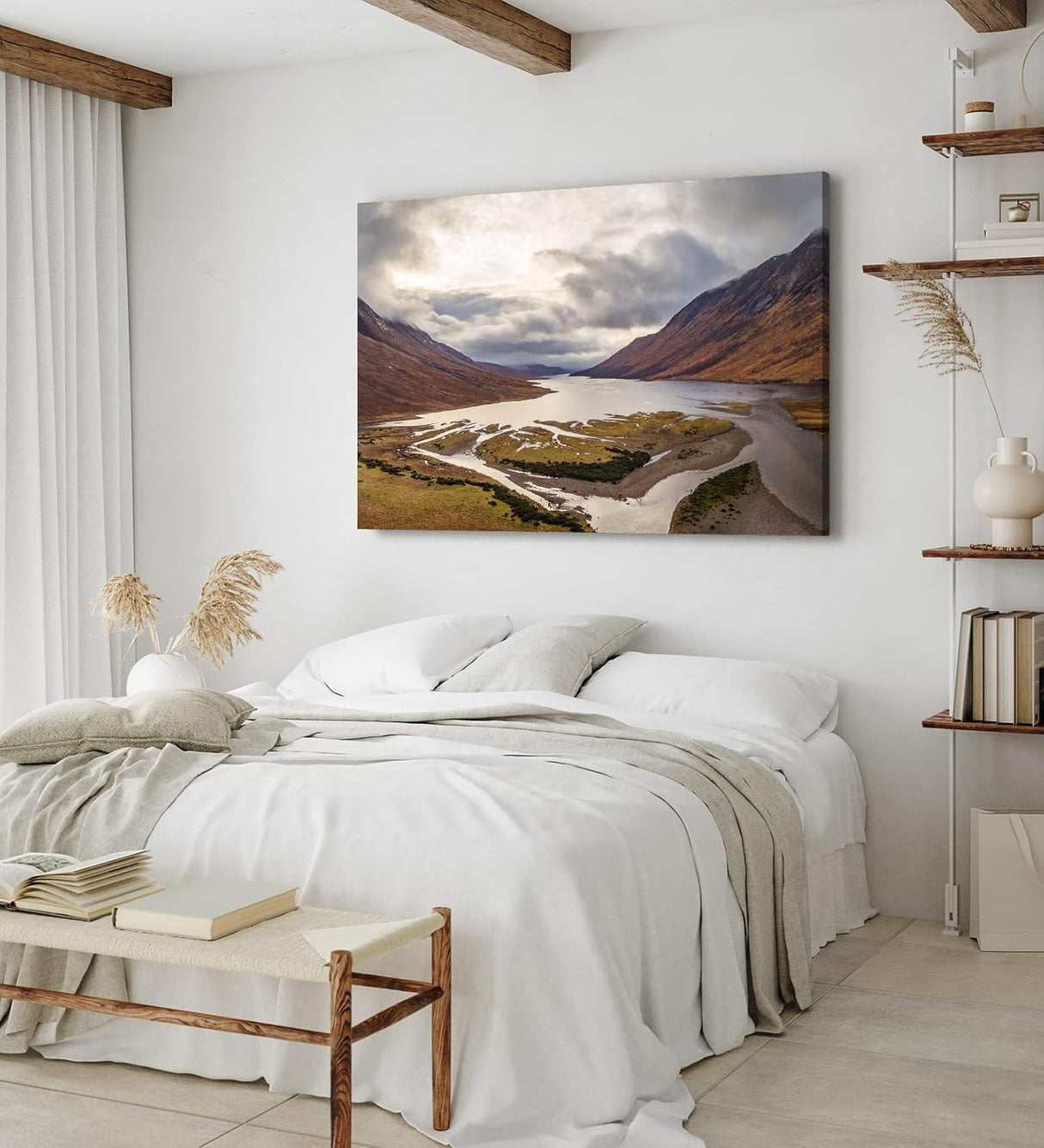 Paul Sinus Wandbild 120x80cm Glen Etive Bucht Schottland Berge Fluss schottische Landschaft