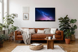 Sinus Art Wandbild 120x80cm Die Milchstraße spannt sich in leuchtenden Farben über eine dunkle Landschaft