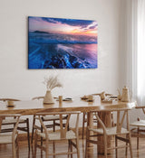Paul Sinus Wandbild 120x80cm Meer Ozean Strand Horizont Violett Sonnenuntergang
