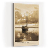Paul Sinus Wandbild in 40x60cm Sepia-Segelboot auf ruhigem Wasser mit Wolkenhimmel – zeitlose maritime Kunst in warmen Farbtönen