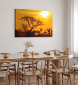 Paul Sinus Wandbild 120x80cm Afrika Wildnis Sonnenuntergang Rot Burkea Bäume Sonne