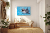 Sinus Art Wandbild 120x80cm Freundlicher Delfin in klarem Wasser – ein lebendiges und positives Motiv