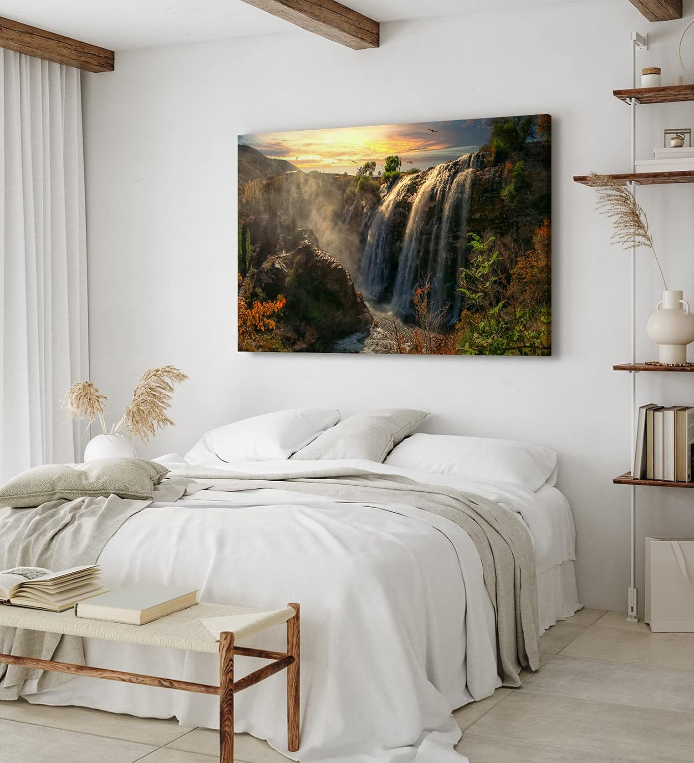 Paul Sinus Wandbild 120x80cm Tortum Wasserfall Türkei Felsen Natur Sonnenuntergang