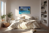 Sinus Art Wandbild 120x80cm Faszinierendes Tropenmotiv mit türkisfarbenem Wasser und exotischer Vegetation