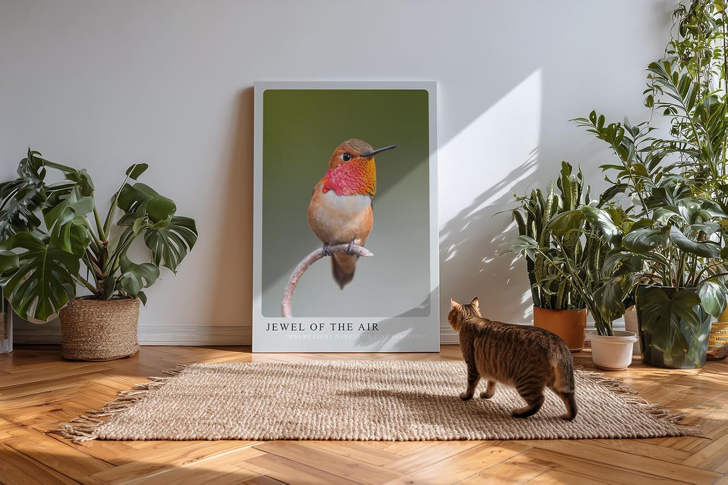 Paul Sinus Kunstdruck 40x60cm Kolibri mit schimmerndem Gefieder – Lichtspiel auf zarten Federn in Perfektion
