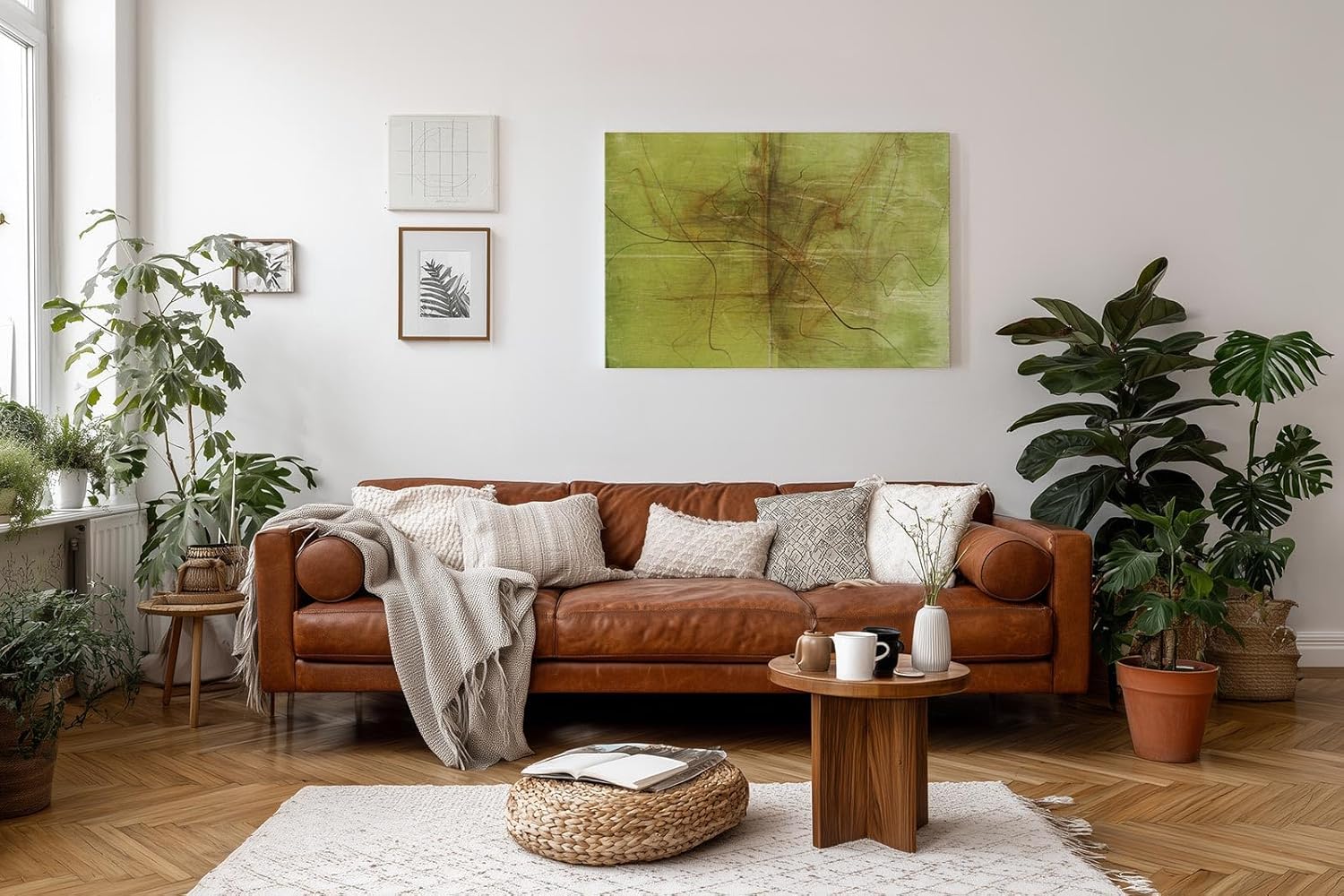 Sinus Art Wandbild 120x80cm Die feinen braunen Linien wirken wie gezeichnet und geben dem Bild eine natürliche Dynamik