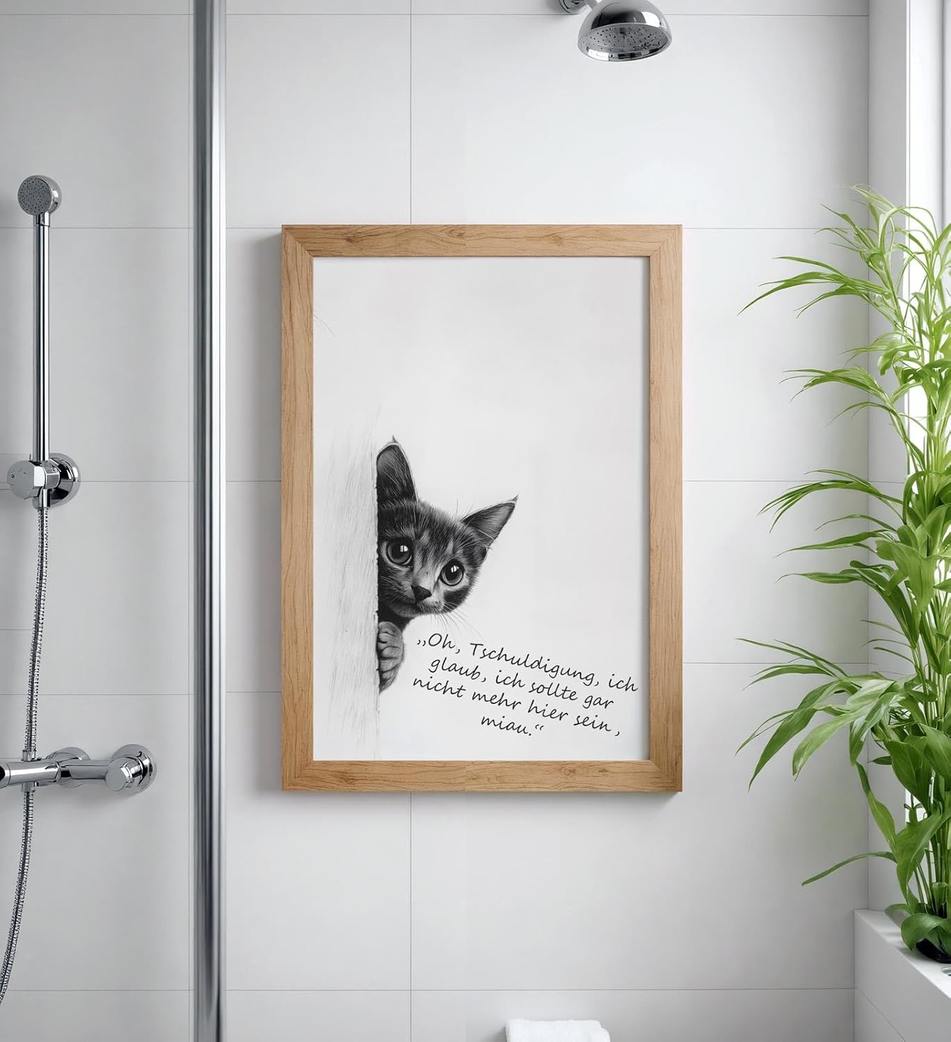Paul Sinus Poster/Leinwandbild/Rahmenoption Lustiges Katzenbild – Witzige Klo-Deko fürs Gäste-WC – Perfekt für Humorvolle