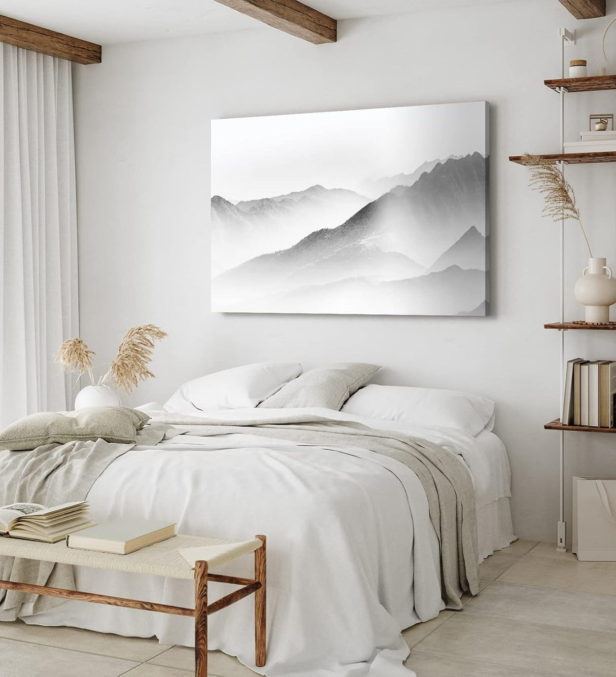 Paul Sinus Wandbild 120x80cm Schwarze weiße Berglandschaft Berge Gebirge Fotokunst