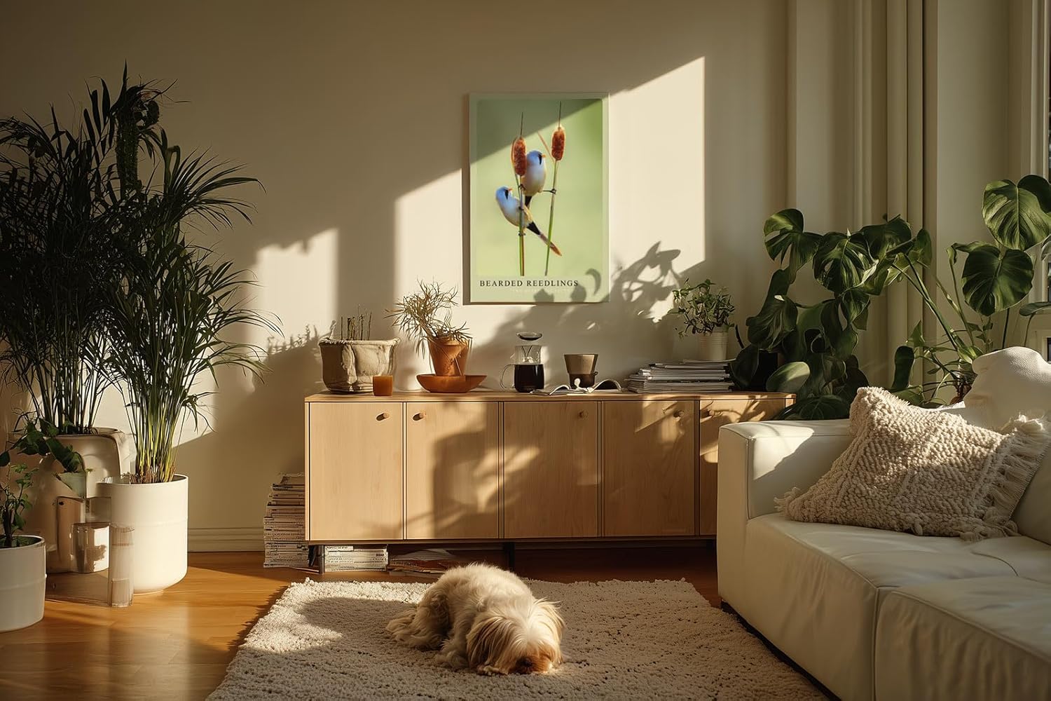 Paul Sinus Kunstdruck 40x60cm Bartmeisen auf Schilfrohr – natürliche Harmonie in zarter Komposition