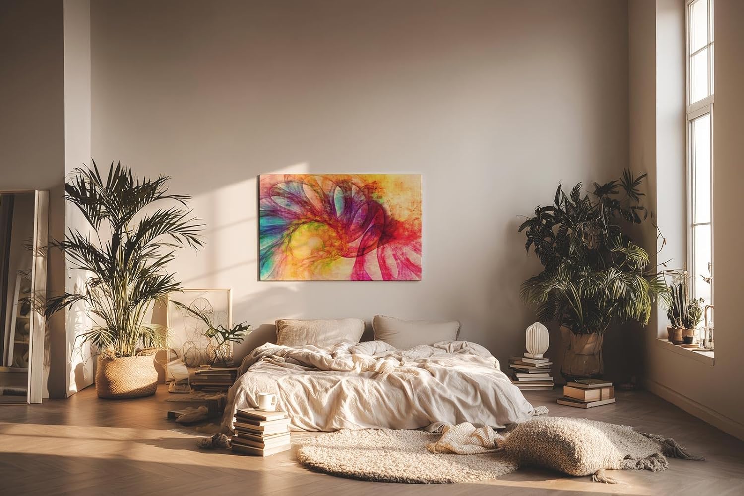 Sinus Art Wandbild 120x80cm Die floralen Linien und Farbverläufe erzeugen einen frischen lebendigen Eindruck im Raum
