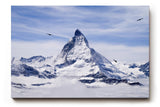 Sinus Art Wandbild 120x80cm Imposantes Matterhorn umgeben von Gletschern und schwebenden Vögeln