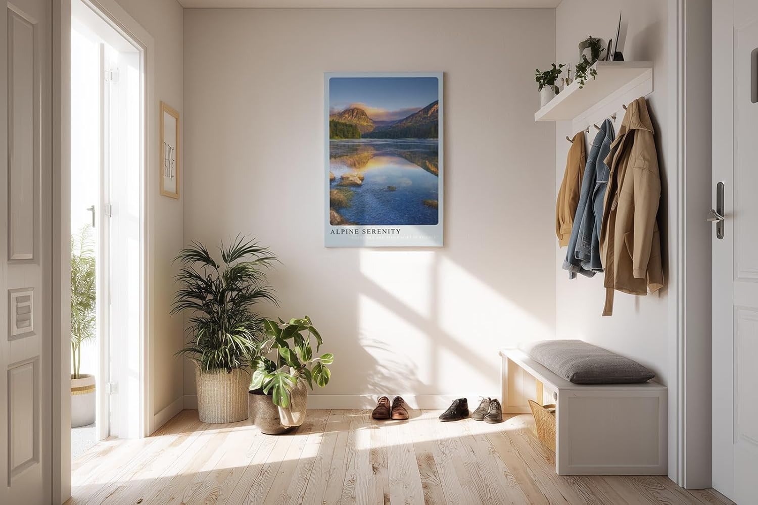 Paul Sinus Kunstdruck 40x60cm Alpine Serenity Bergsee Spiegelung Alpen Sonnenlicht Stille Naturidylle