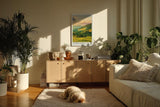 Paul Sinus Kunstdruck 40x60cm Sunset Valley mit weitem grünem Tal im Licht der untergehenden Sonne