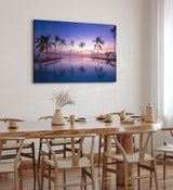 Wandbild 120x80cm Malediven Urlaub Palmen Meer Abend Pool