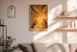 Paul Sinus Wandbild in 40x60cm Autumn Cathedral Goldgelbes Blätterdach aus der Froschperspektive mit strahlendem Sonnenlicht für herbstliche Raumakzente