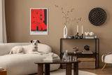 Paul Sinus Leinwandbild 60x90cm The Red Wall Leinwandbild minimalistische Architektur mit intensiver Farbfläche geheimnisvolle Silhouette