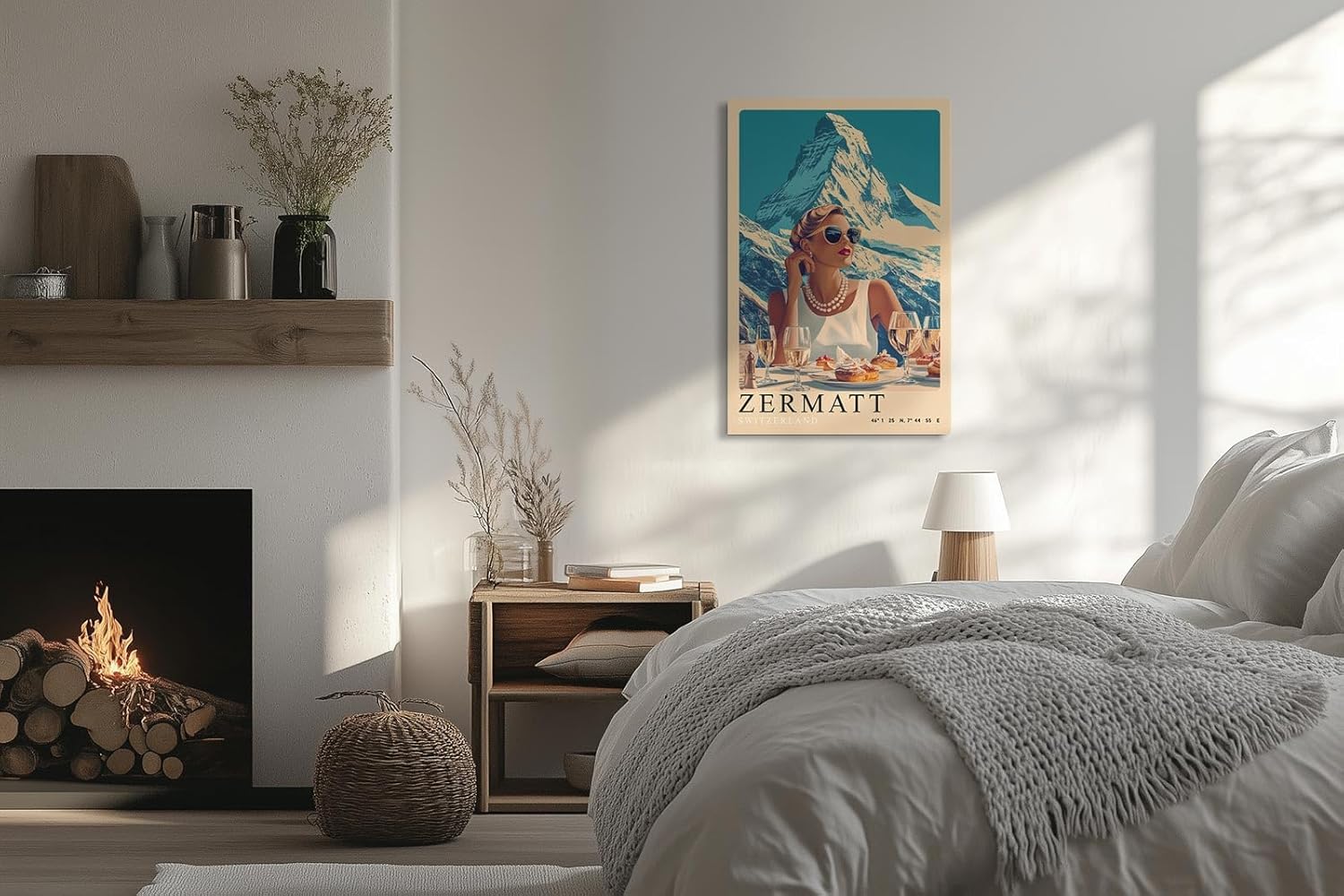 Paul Sinus Leinwandbild 40x60cm Leinwandbild Zermatt Luxus Eleganz Alpen Retro Stil glamouröse Ästhetik stilvolle Reise exklusive Kunst