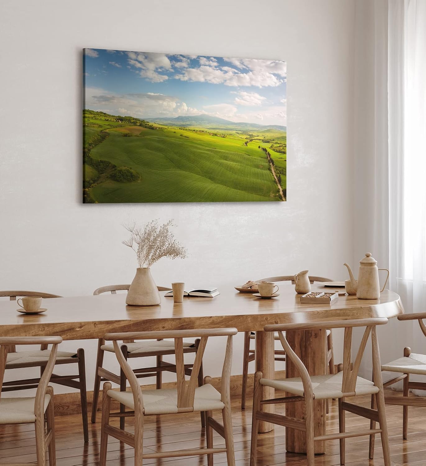 Paul Sinus Wandbild 120x80cm Grüne Wiese Landschaft Berge Natur Felder